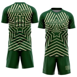 Custom Green Cream Stars Sublimation Soccer Uniform Jersey Custom Green Cream Stars Sublimation Soccer Uniform Jersey